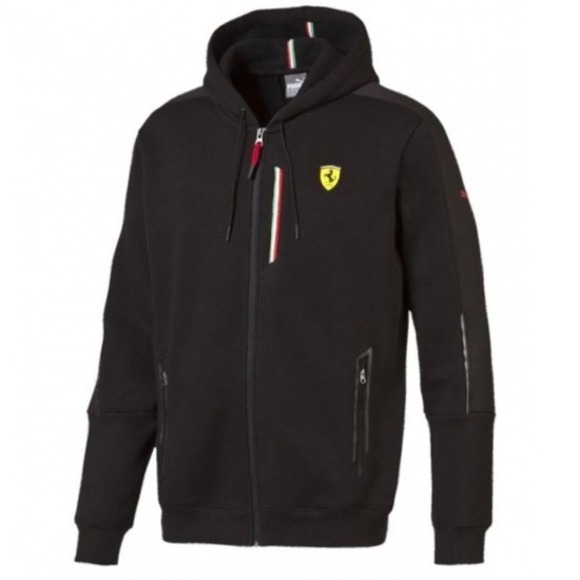 Puma Ferrari Black Full Zip Hoodie Mens Scuderia Racing Sweatshirt Size Large - Picture 1 of 6